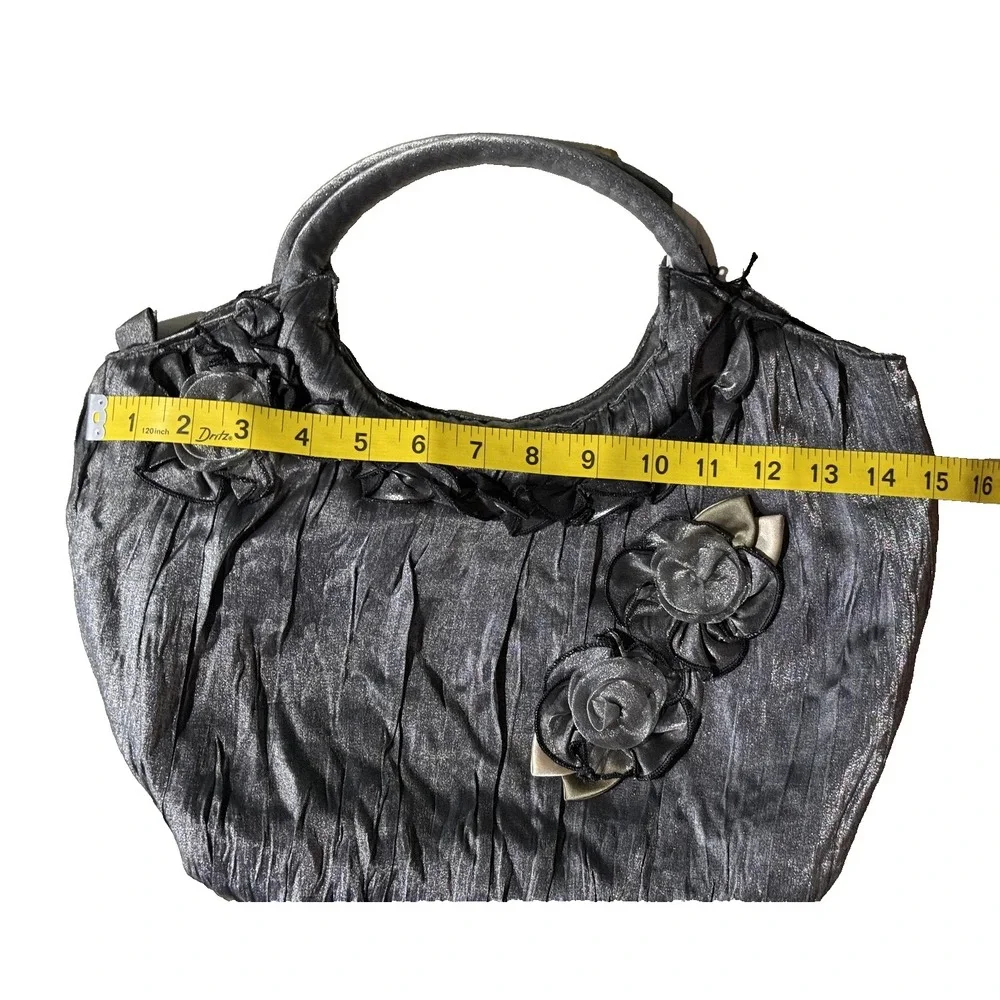 Vintage Laila Rowe BOHO Handbag Satin Pleated Coquette Floral‎ Y2K Cottagecore